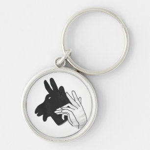 Hand Silhouette Billy Goat Rund Silverfärgad Nyckelring