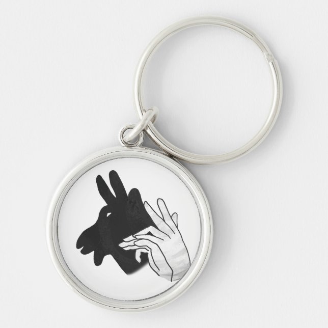 Hand Silhouette Billy Goat Rund Silverfärgad Nyckelring (Framsidan)