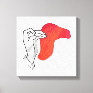 Hand Silhouette Camel Red Canvastryck