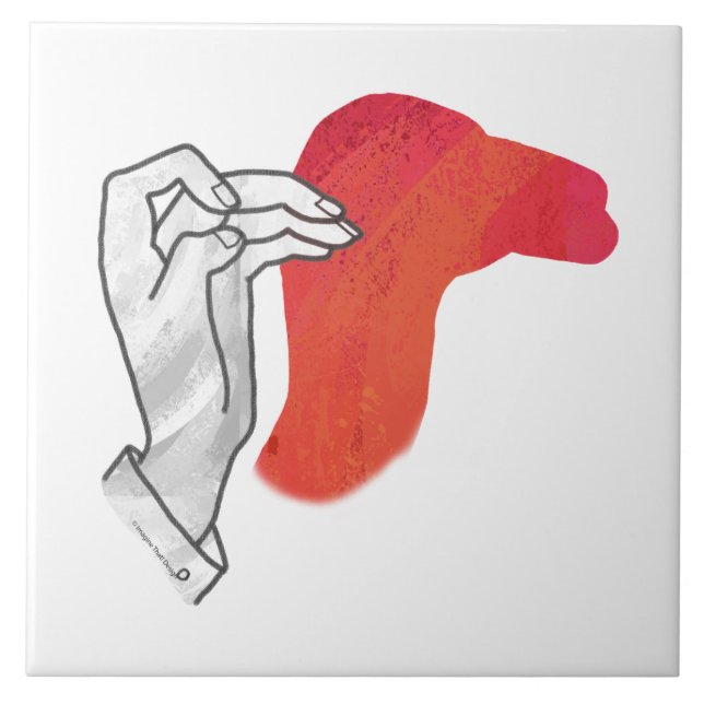 Hand Silhouette Camel Red Kakelplatta (Framsidan)