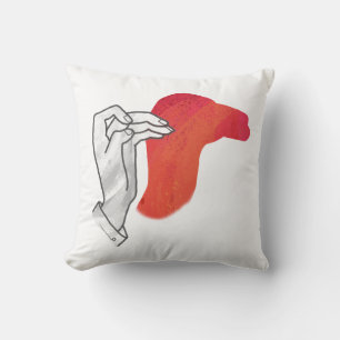 Hand Silhouette Camel Red Kudde