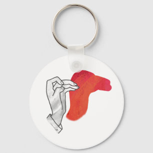 Hand Silhouette Camel Red Nyckelring
