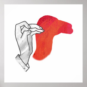Hand Silhouette Camel Red Poster