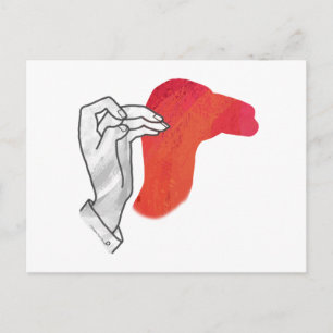 Hand Silhouette Camel Red Vykort