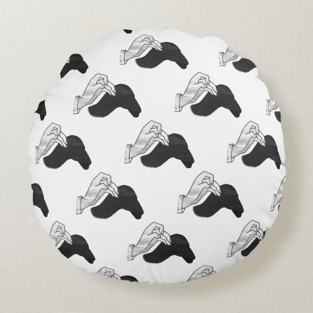 Hand Silhouette Camel Rund Kudde (Framsidan)