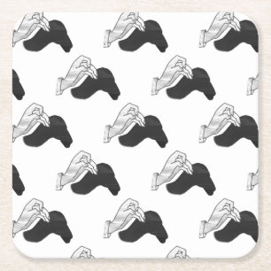 Hand Silhouette Camel Underlägg Papper Kvadrat