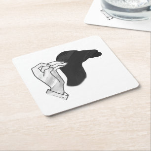 Hand Silhouette Camel Underlägg Papper Kvadrat