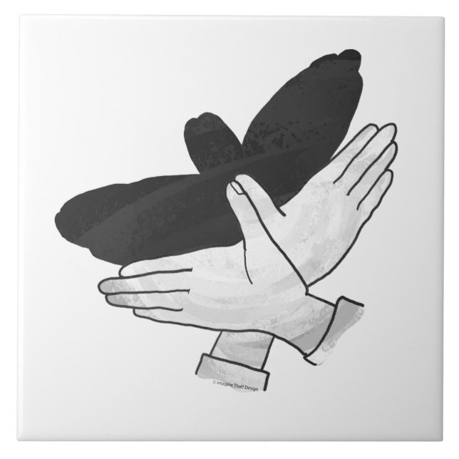 Hand Silhouette Eagle Kakelplatta (Framsidan)