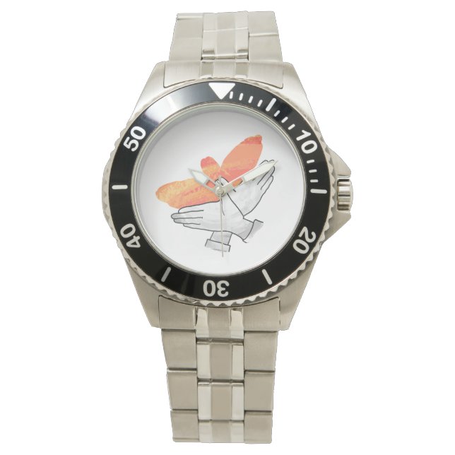 Hand Silhouette Eagle Orange Armbandsur (Framsida)