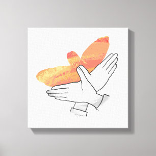 Hand Silhouette Eagle Orange Canvastryck
