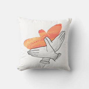 Hand Silhouette Eagle Orange Kudde