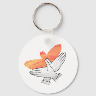 Hand Silhouette Eagle Orange Nyckelring
