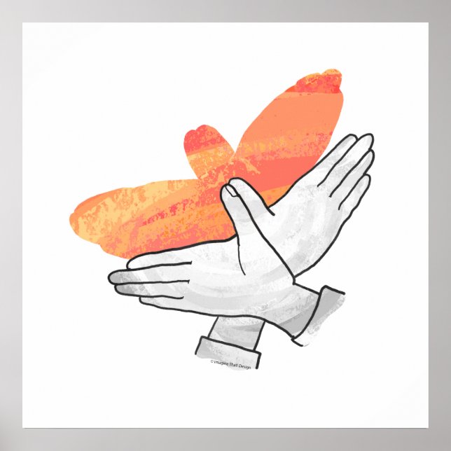 Hand Silhouette Eagle Orange Poster (Framsidan)