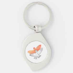 Hand Silhouette Eagle Orange Swirl Silverfärgad Nyckelring