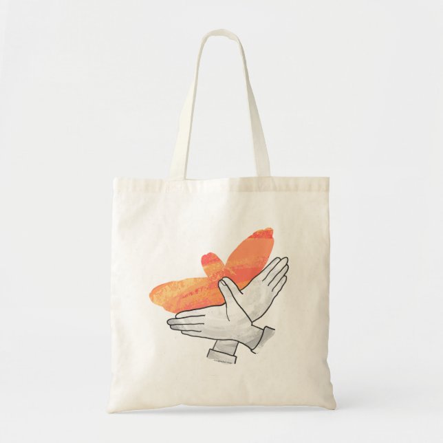 Hand Silhouette Eagle Orange Tygkasse (Framsidan)