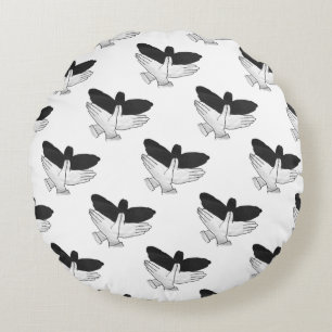 Hand Silhouette Eagle Rund Kudde