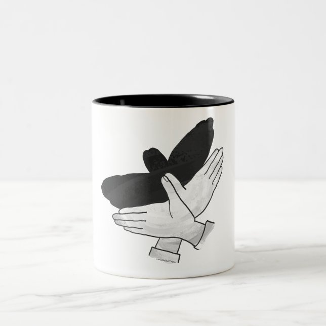 Hand Silhouette Eagle Två-Tonad Mugg (Center)