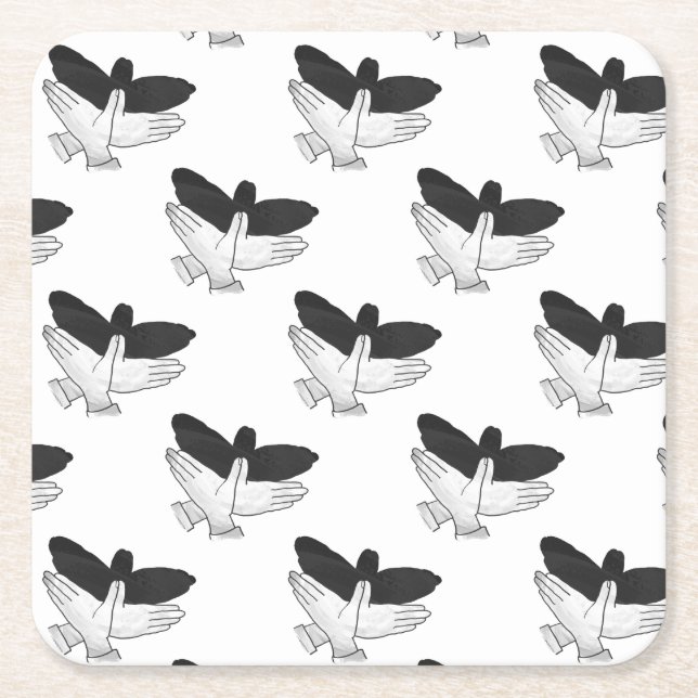 Hand Silhouette Eagle Underlägg Papper Kvadrat (Framsidan)