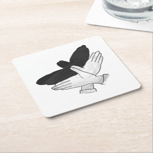 Hand Silhouette Eagle Underlägg Papper Kvadrat