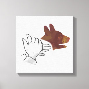 Hand Silhouette Hund Brown Canvastryck