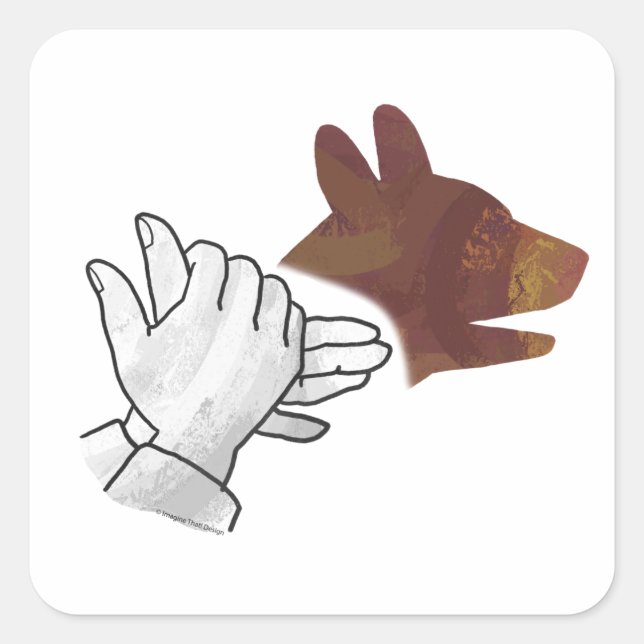 Hand Silhouette Hund Brown Fyrkantigt Klistermärke (Framsida)