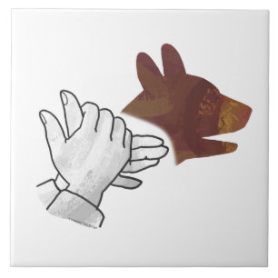 Hand Silhouette Hund Brown Kakelplatta