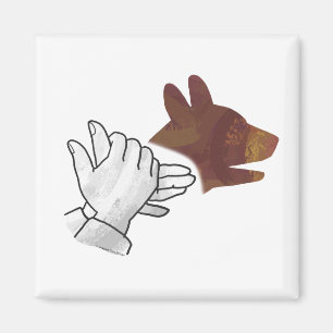 Hand Silhouette Hund Brown Magnet