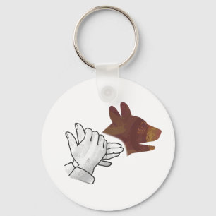 Hand Silhouette Hund Brown Nyckelring
