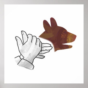 Hand Silhouette Hund Brown Poster