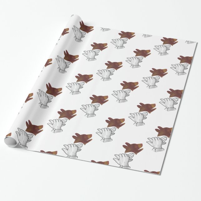 Hand Silhouette Hund Brown Presentpapper (Utrullad)