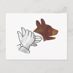 Hand Silhouette Hund Brown Vykort