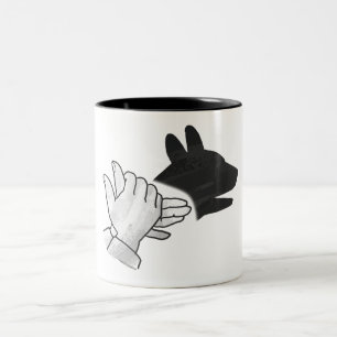 Hand Silhouette Hund Två-Tonad Mugg