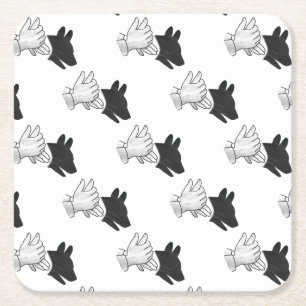 Hand Silhouette Hund Underlägg Papper Kvadrat