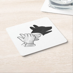 Hand Silhouette Hund Underlägg Papper Kvadrat