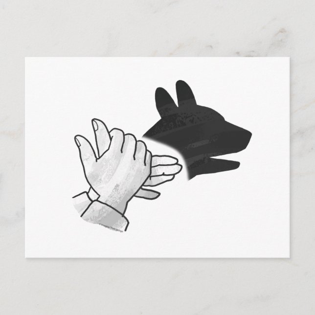 Hand Silhouette Hund Vykort (Framsida)