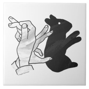 Hand Silhouette Rabbit Kakelplatta