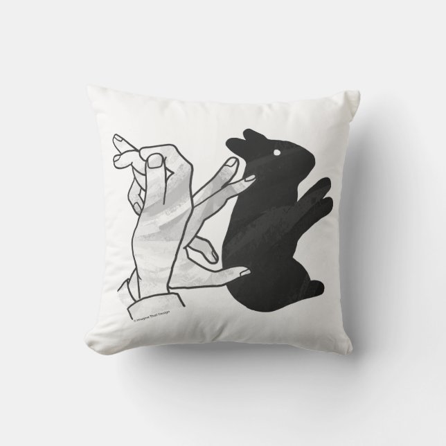 Hand Silhouette Rabbit Kudde (Framsida)