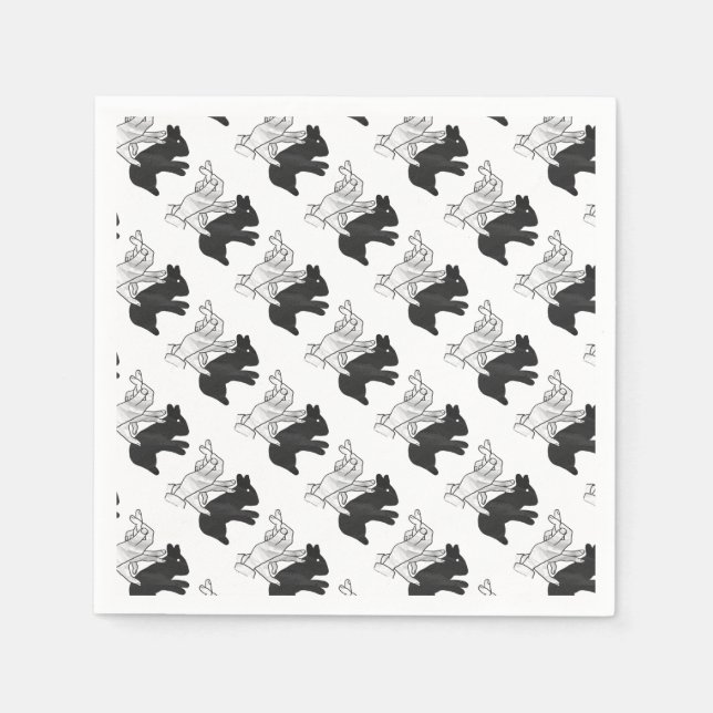 Hand Silhouette Rabbit Pappersservett (Framsidan)