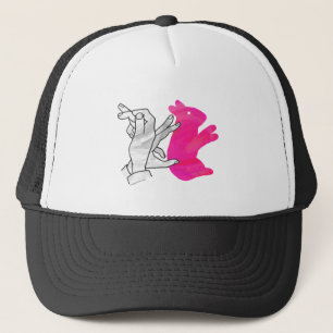 Hand Silhouette Rabbit Rosa Keps