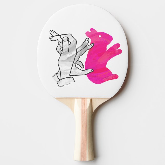 Hand Silhouette Rabbit Rosa Pingisracket (Framsidan)