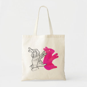 Hand Silhouette Rabbit Rosa Tygkasse
