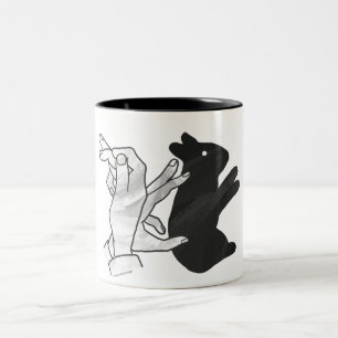 Hand Silhouette Rabbit Två-Tonad Mugg