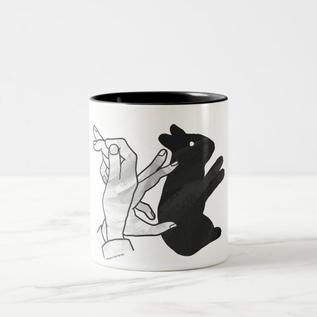 Hand Silhouette Rabbit Två-Tonad Mugg (Center)