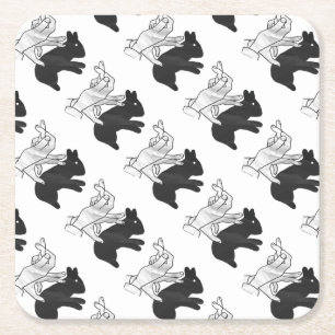 Hand Silhouette Rabbit Underlägg Papper Kvadrat