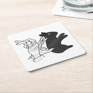 Hand Silhouette Rabbit Underlägg Papper Kvadrat