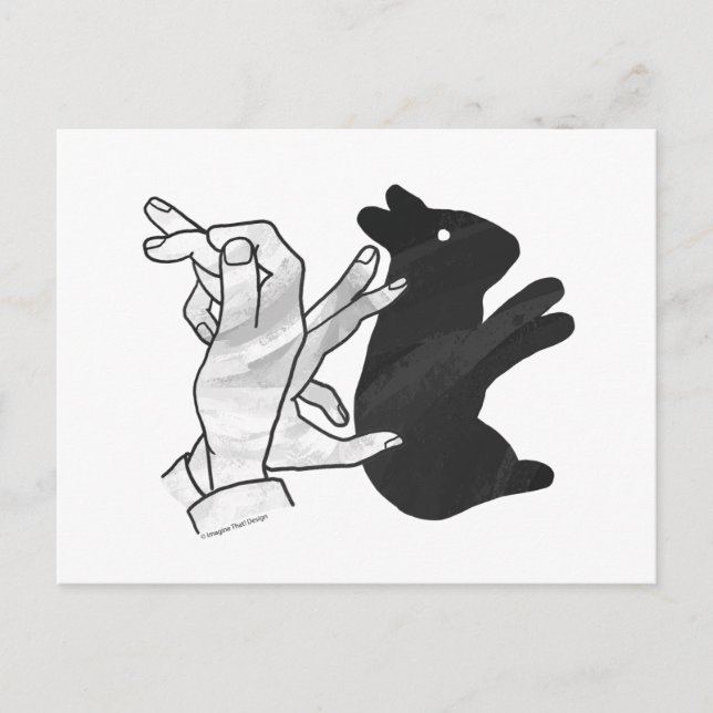 Hand Silhouette Rabbit Vykort (Framsida)