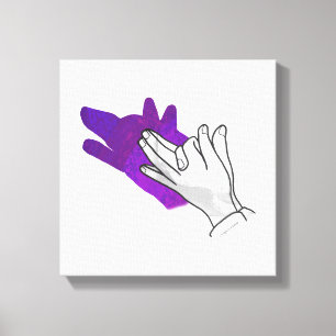 Hand Silhouette Varg Lila Canvastryck