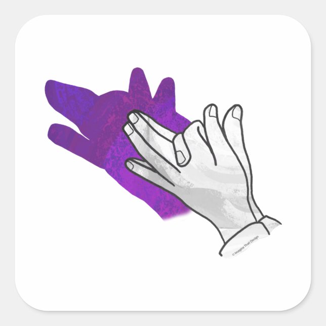 Hand Silhouette Varg Lila Fyrkantigt Klistermärke (Framsida)
