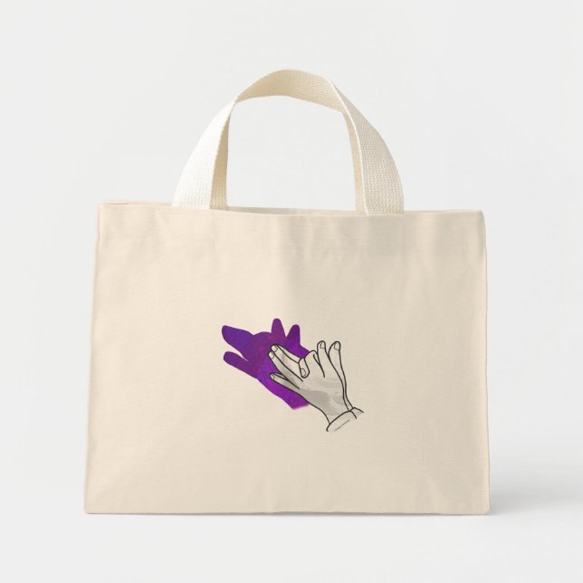 Hand Silhouette Varg Lila Mini Tygkasse (Framsidan)