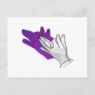 Hand Silhouette Varg Lila Vykort